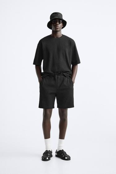 Zara TEXTURED JACQUARD SHORTS - Black - Image 0