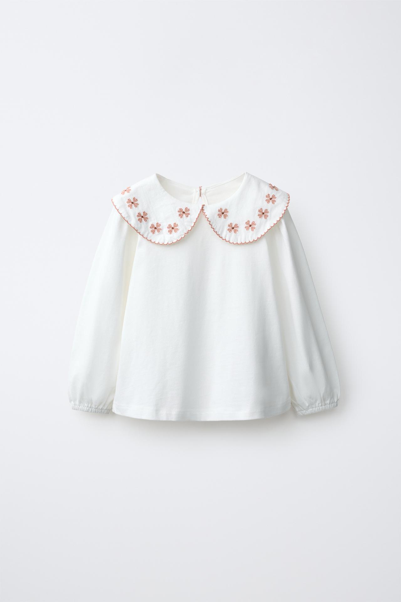 EMBROIDERED FLORAL BLOUSE — Ecru