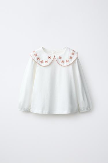 EMBROIDERED FLORAL BLOUSE — Ecru 1