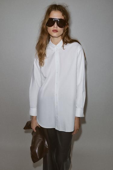 Zara OVERSIZED OXFORD SHIRT - White