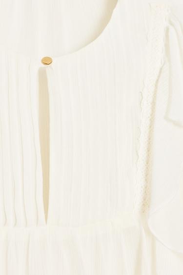 PIN TUCK AND RUFFLE BLOUSE - Ecru by Zara - Image 7