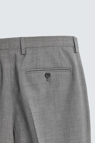 SLIM FIT WOOL BLEND SUIT TROUSERS - Grey by Zara - Image 7