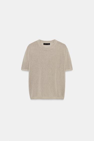 TOP EN MAILLE À MANCHES COURTES - Sable de Zara - Image 3