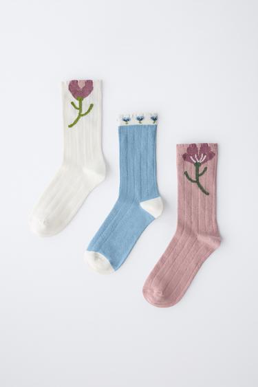 3-PACK OF FLORAL SOCKS - Pink by Zara - Image 3