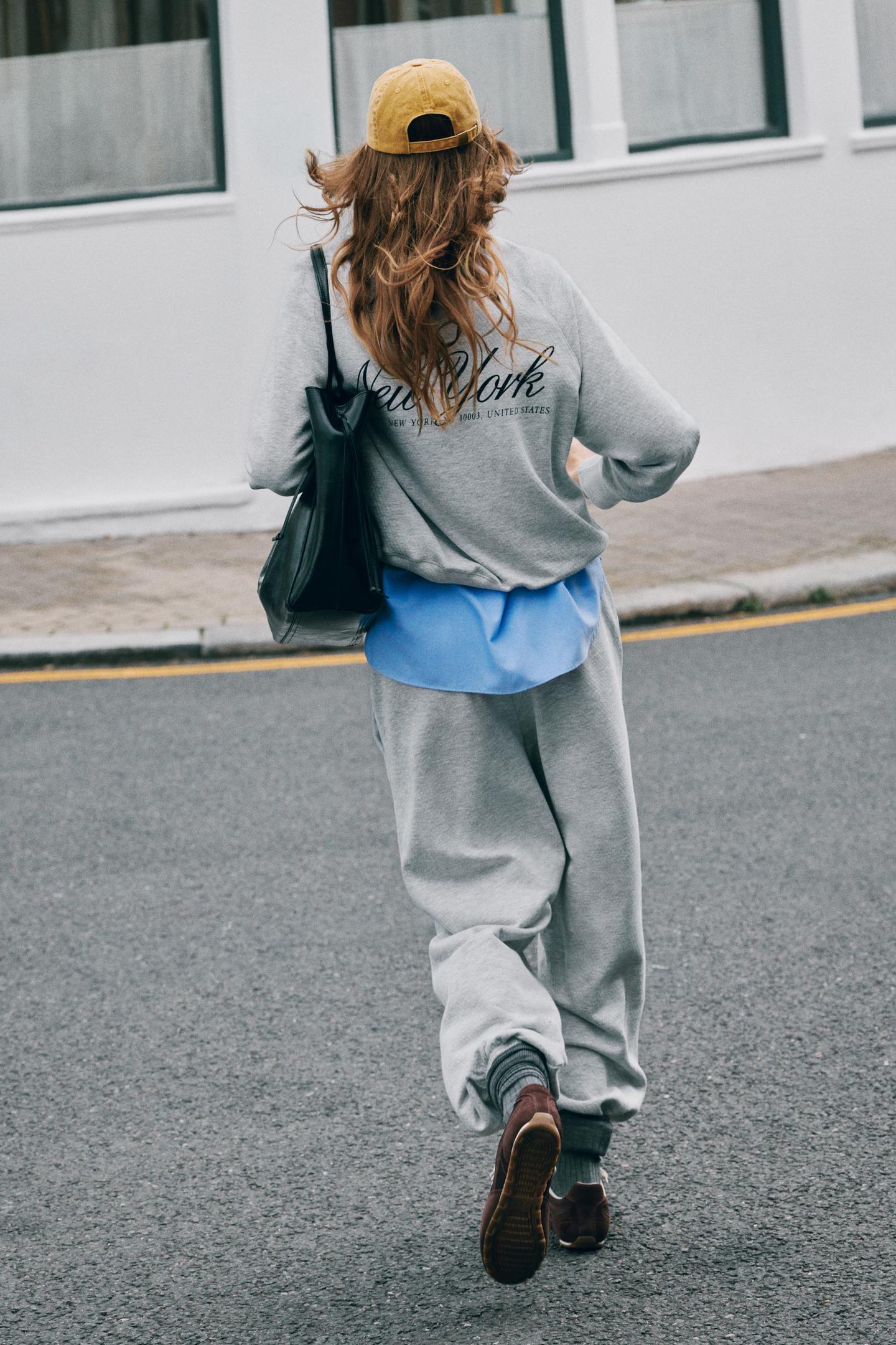 Женские брюки Zara New York Sweat Pants, цвет: Серый меланжевый — фото 3