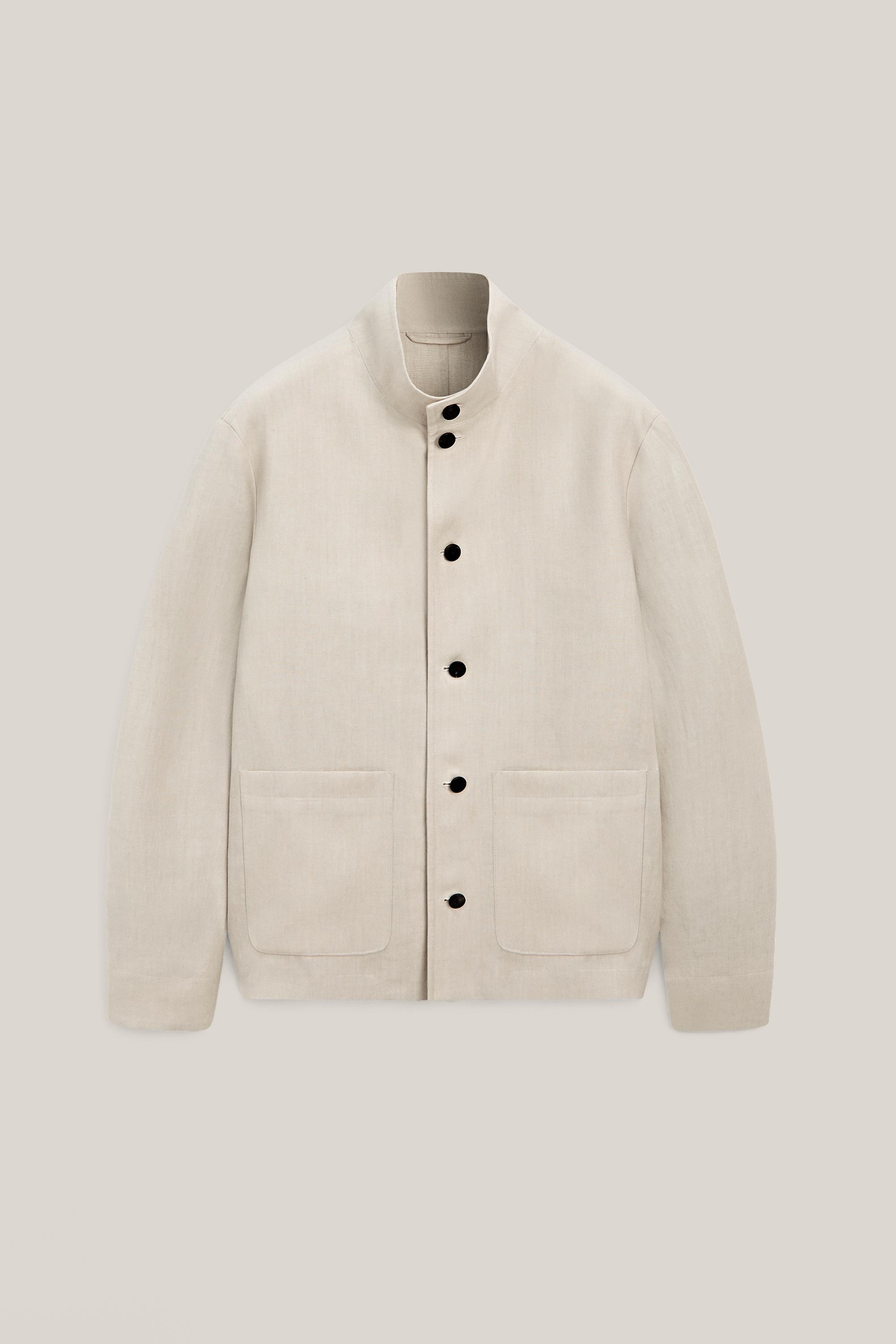 High neck linen jacket - LIMITED EDITION — Sand