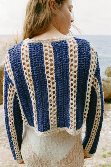 CROCHET KNIT CROP SWEATER - Multicoloured by Zara - Image 3