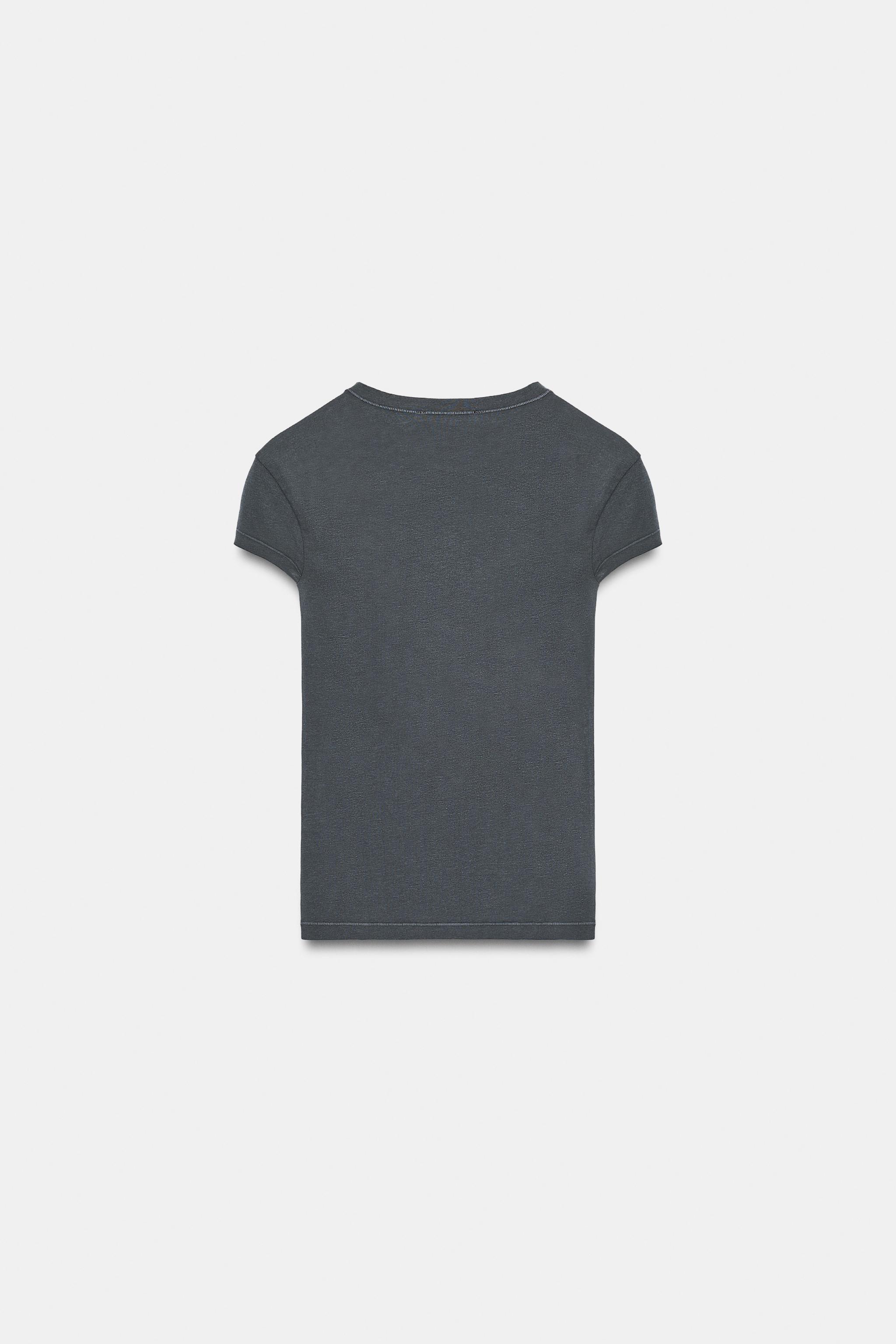 SLIM FIT KISA KOLLU T-SHIRT - Görsel 5