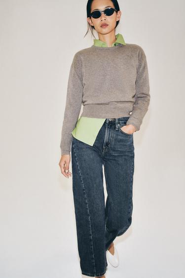 ZW COLLECTION MID-WAIST RELAXED ANKLE JEANS - Blue / Grey by Zara