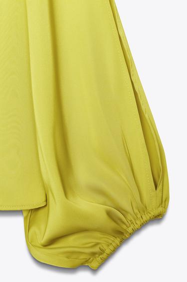 SATIN TOP WITH CUT-OUT SLEEVES - Lime by Zara - Image 6