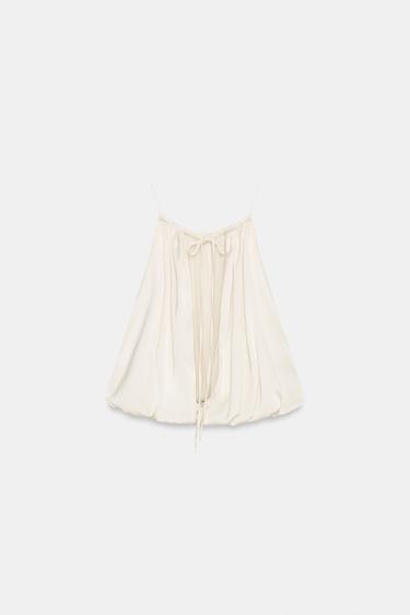 SATIN HALTER BUBBLE CROP TOP - Cream by Zara - Image 7