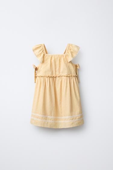 ПЛАТЬЕ С БАНТАМИ И КРУЖЕВОМ — ЖЕЛТЫЙ от Zara — изображение 0