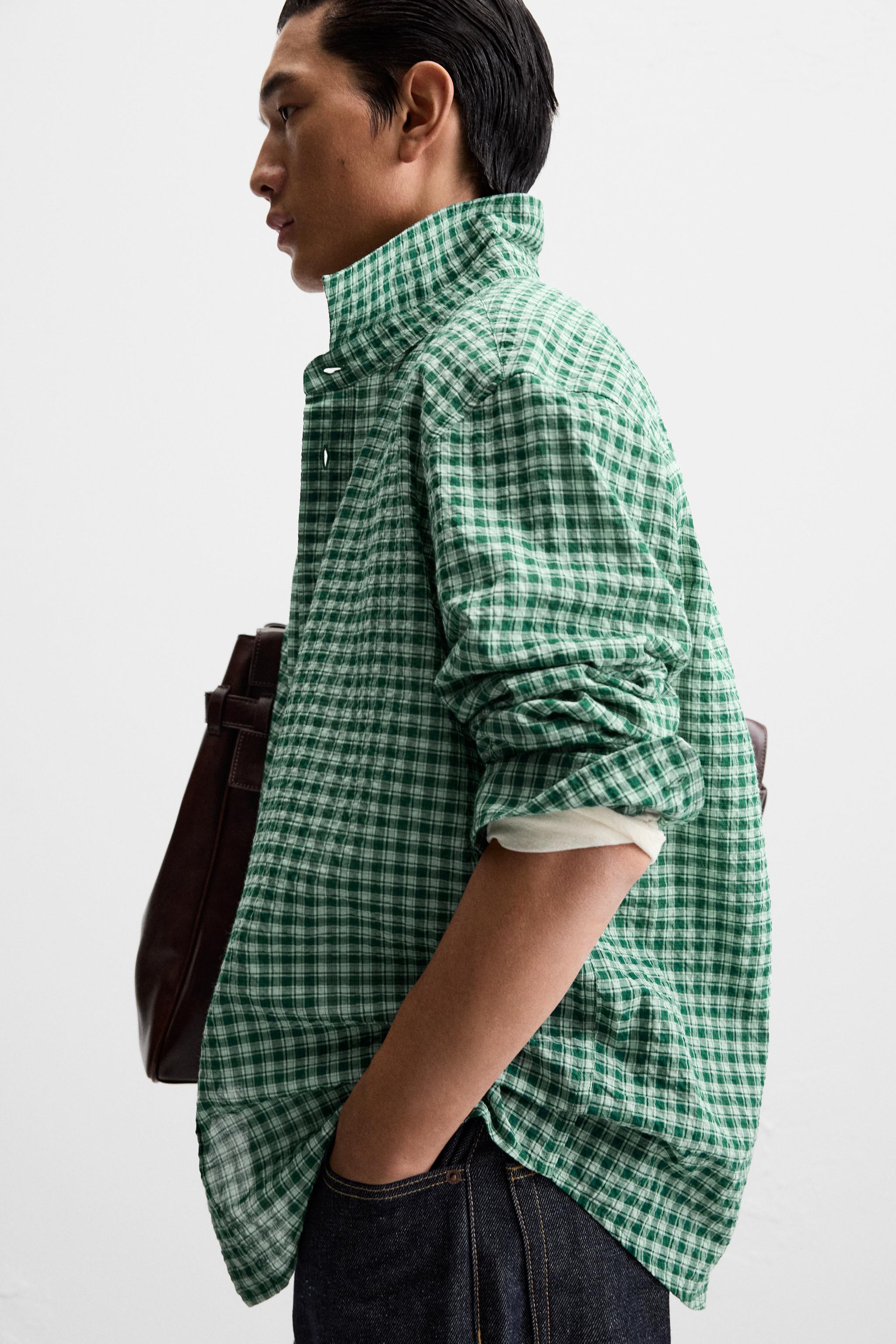 TEXTURED PLAID SHIRT - Green / Ecru | ZARA Canada