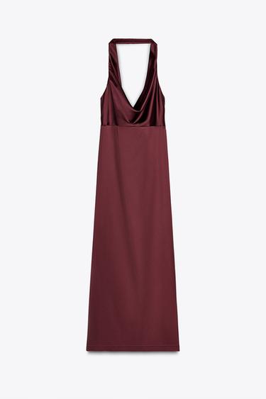 VESTIDO MIDI TERCIOPELO - Granate de Zara