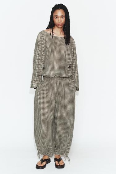 Zara ELASTIC WAIST PANTS - Mid-gray