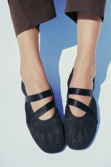 BALLERINES RÉSILLE ÉLASTIQUES - Noir de Zara - Image 1