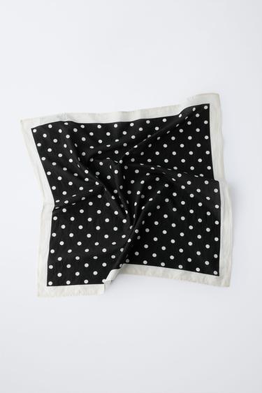 SQUARE POLKA DOT BANDANA - Black by Zara