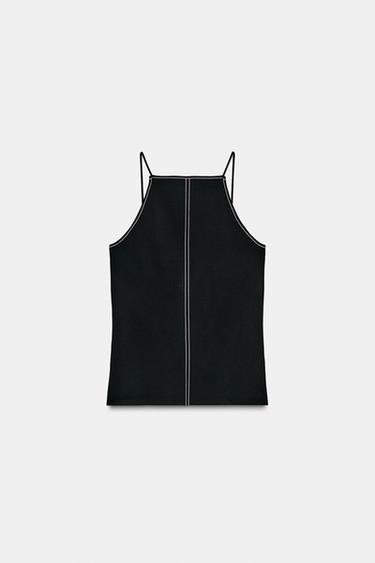 KNIT TOP WITH THIN STRAPS - Black by Zara
