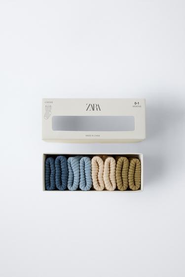 Zara KOMPLET OD ČETIRI PARA ČARAPA U BOJI – plavkasta