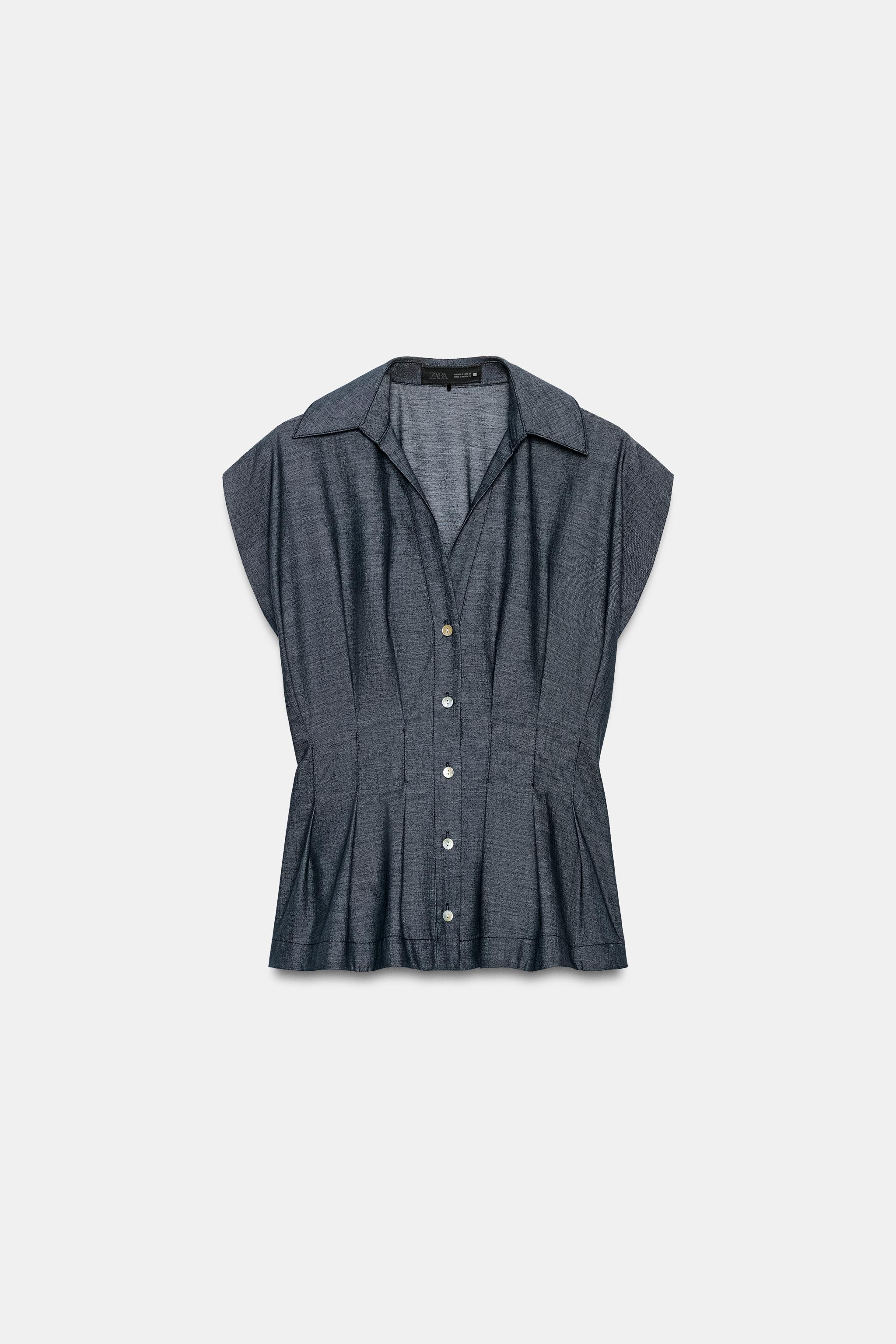 FITTED LINEN BLEND SHIRT WITH DARTS