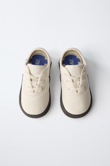 COTTON SKATE SNEAKERS - White by Zara - Image 4