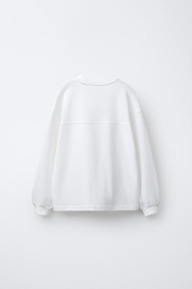 T-SHIRT À INSCRIPTION BRODÉE - Blanc cassé de Zara - Image 1