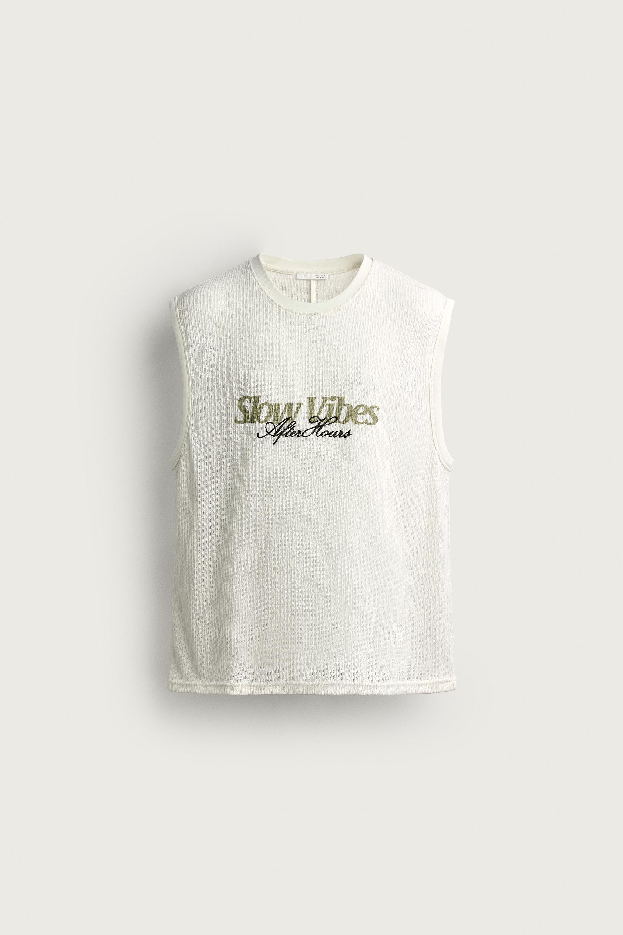 COMBINATION EMBROIDERY TEXTURED TANK TOP