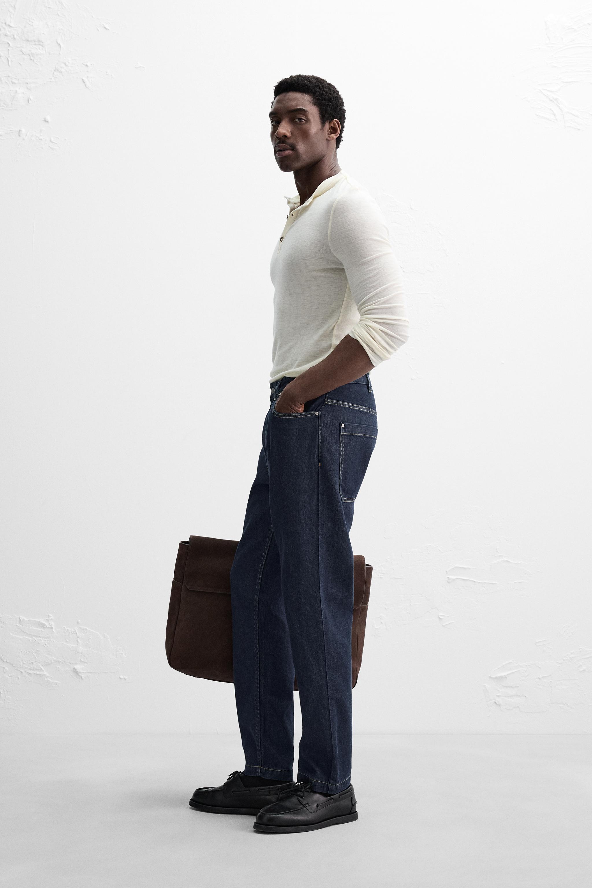 ZARA ストレートデニム インディゴブルー STRAIGHT FIT JEANS - Mid-blue | ZARA United States