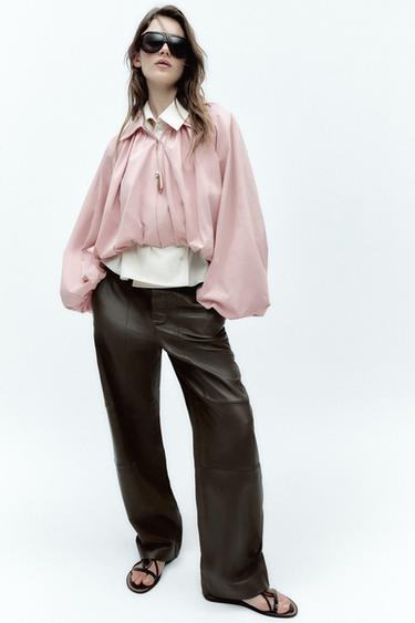 PUFF SLEEVE BOMBER JACKET - Chalk pink by Zara - Image 0