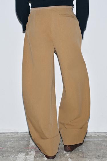 ZW COLLECTION DARTED CHINO TROUSERS - camel by Zara
