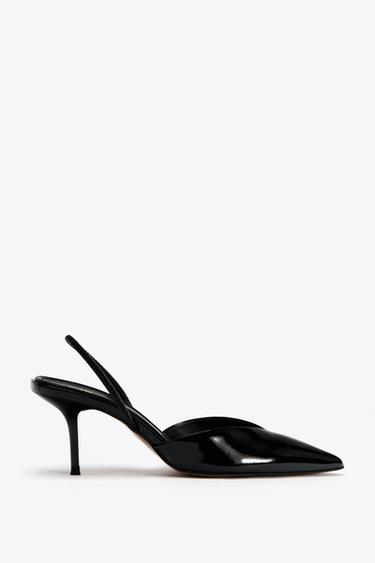 PATENT-EFFECT SLINGBACK SHOES - Black by Zara