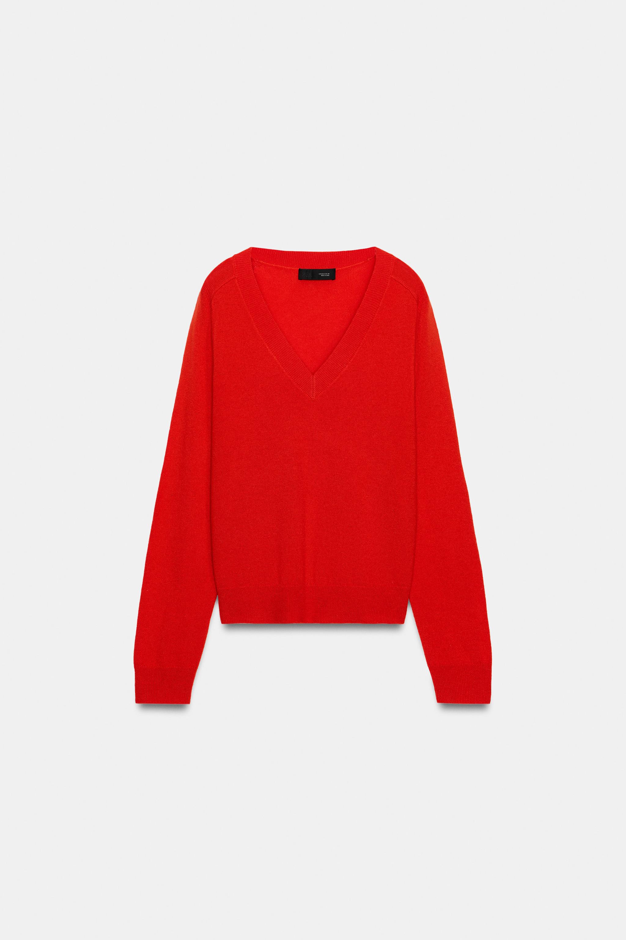 WOOL V-NECK JUMPER - Red / Coral | ZARA United States