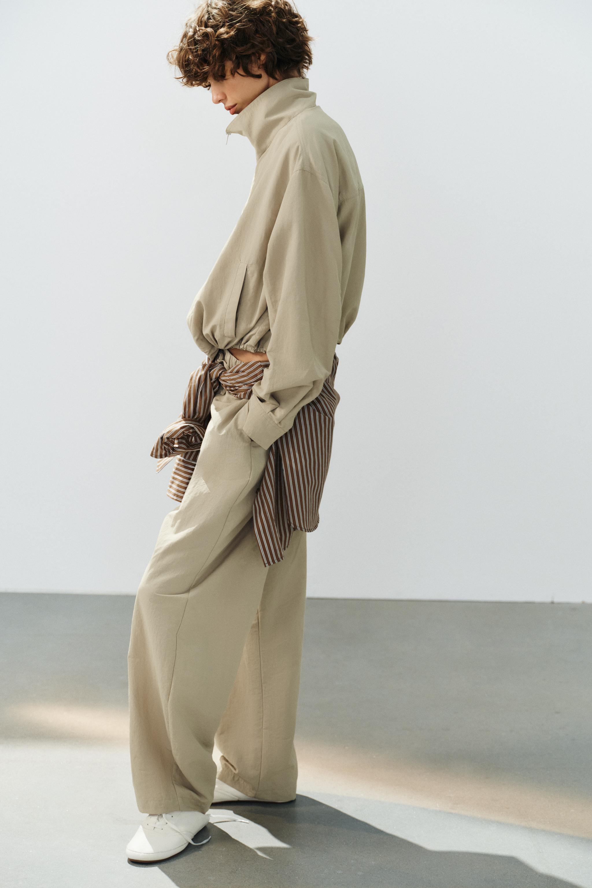 TECHNICAL FABRIC ELASTIC PANTS — Straw