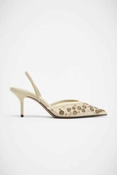EMBROIDERED MESH HIGH-HEEL SHOES - Multicoloured by Zara
