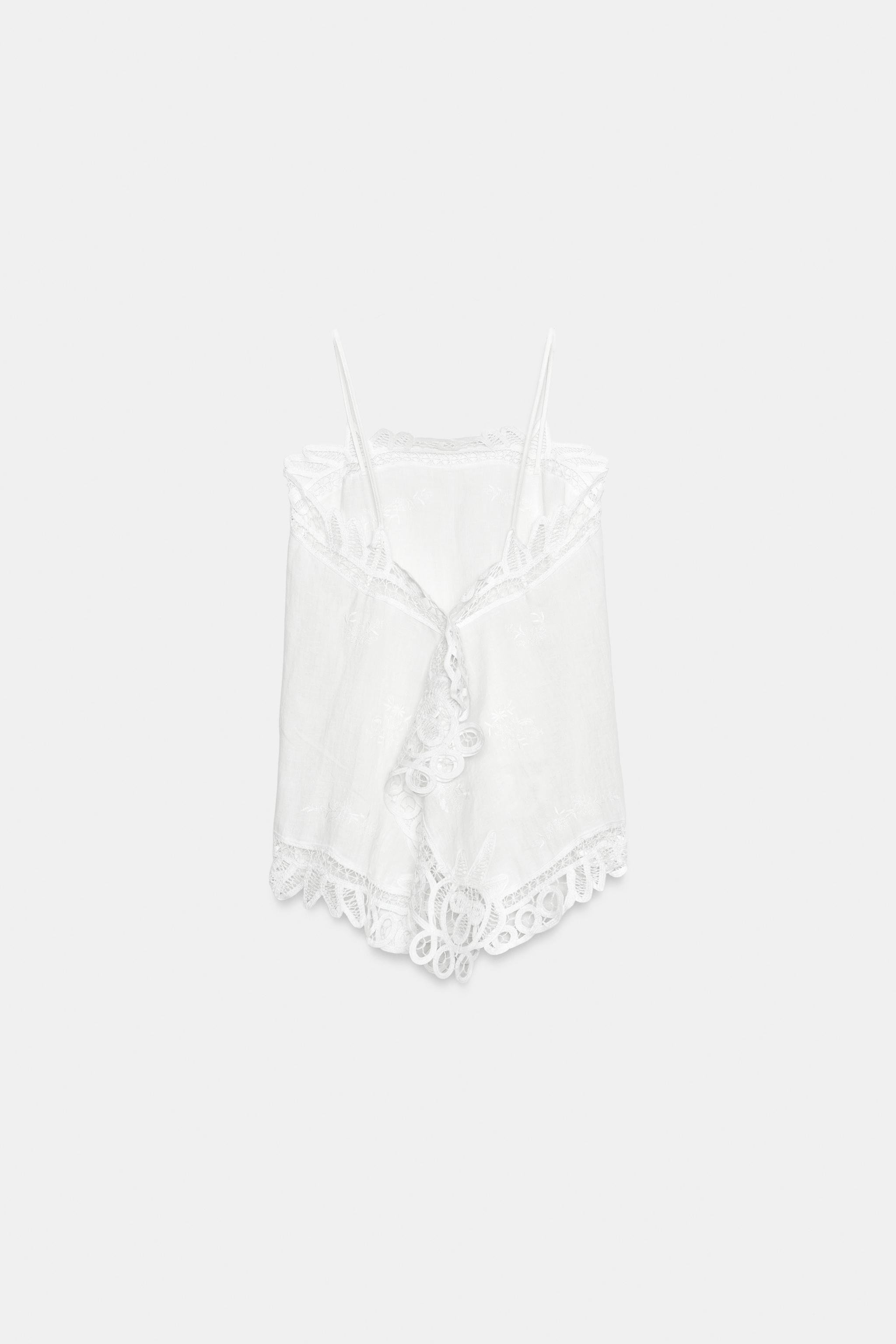 ZW COLLECTION 100% LINEN EMBROIDERED TOP