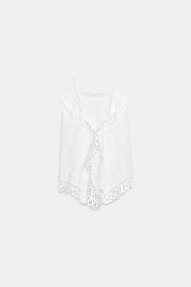 TOP BRODÉ 100 % LIN ZW COLLECTION - Blanc de Zara - Image 8