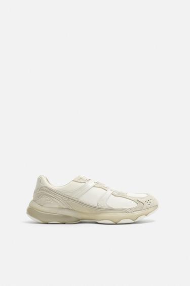 MONOCHROME LEATHER TRAINERS - White by Zara