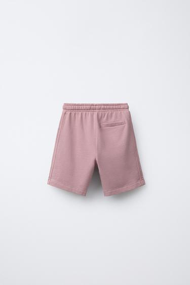 GARMENT DYED JOGGING BERMUDA SHORTS - Pink / Mauve by Zara - Image 1