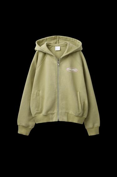 SUDADERA EFECTO LAVADO CREMALLERA - Verde claro de Zara