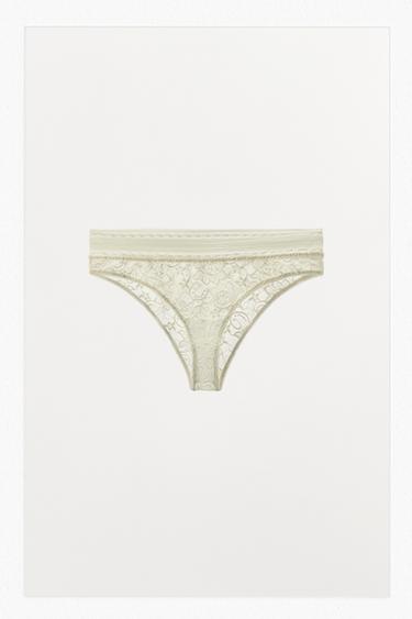 LACE BOXER BRIEFS - Oyster-white by Zara