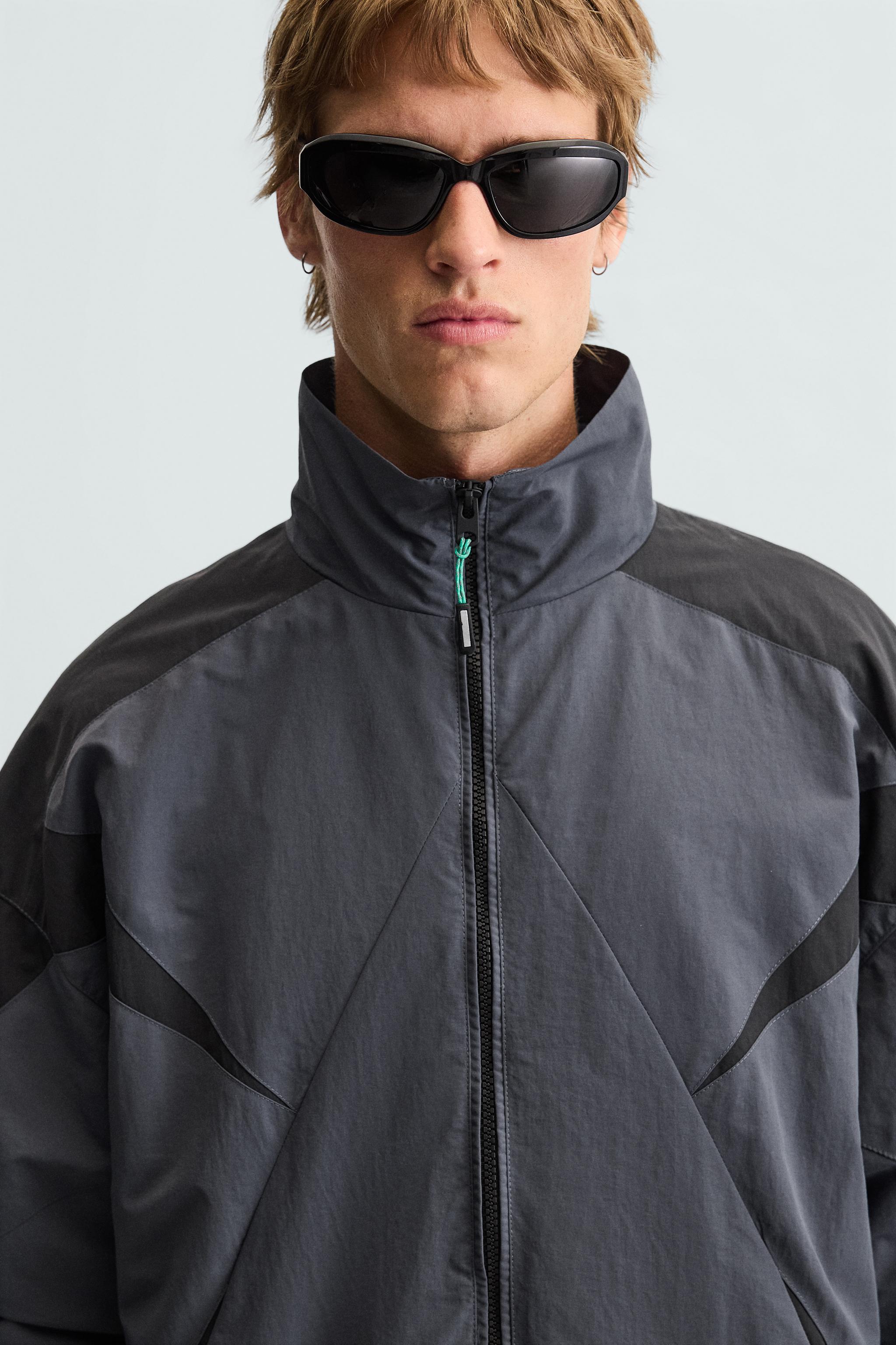 COLOUR BLOCK TECHNICAL JACKET - blue/black | ZARA New Zealand