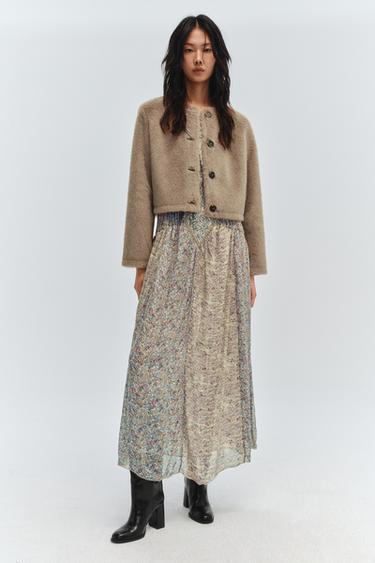 FAUX FUR SHORT JACKET - Beige by Zara