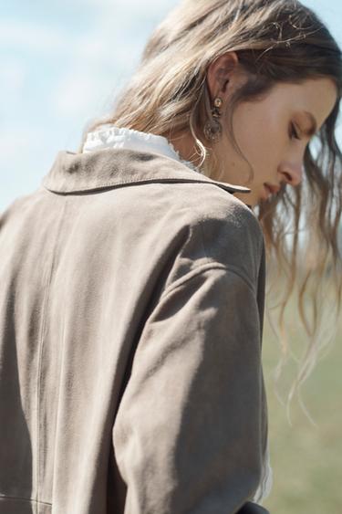 100% SUEDE LEATHER COAT LIMITED EDITION - Chocolate by Zara - Image 2