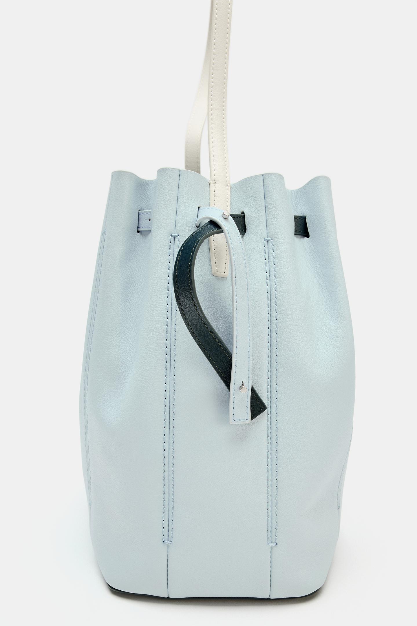 Женская сумка Zara Leather Shoulder, цвет: Голубоватый — фото 4