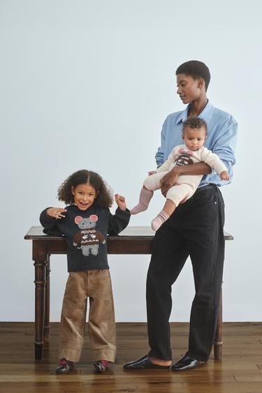 EMBROIDERED MOUSE WOOL BLEND KNIT PLAYSUIT - Mid-ecru by Zara