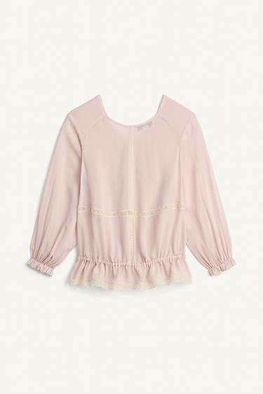 CHEMISE VOLANTS DENTELLE LIMITED EDITION - Rose poudré de Zara - Image 7