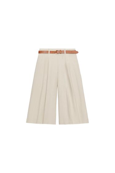 LONG BERMUDA SHORTS WITH BELT - Light beige by Zara
