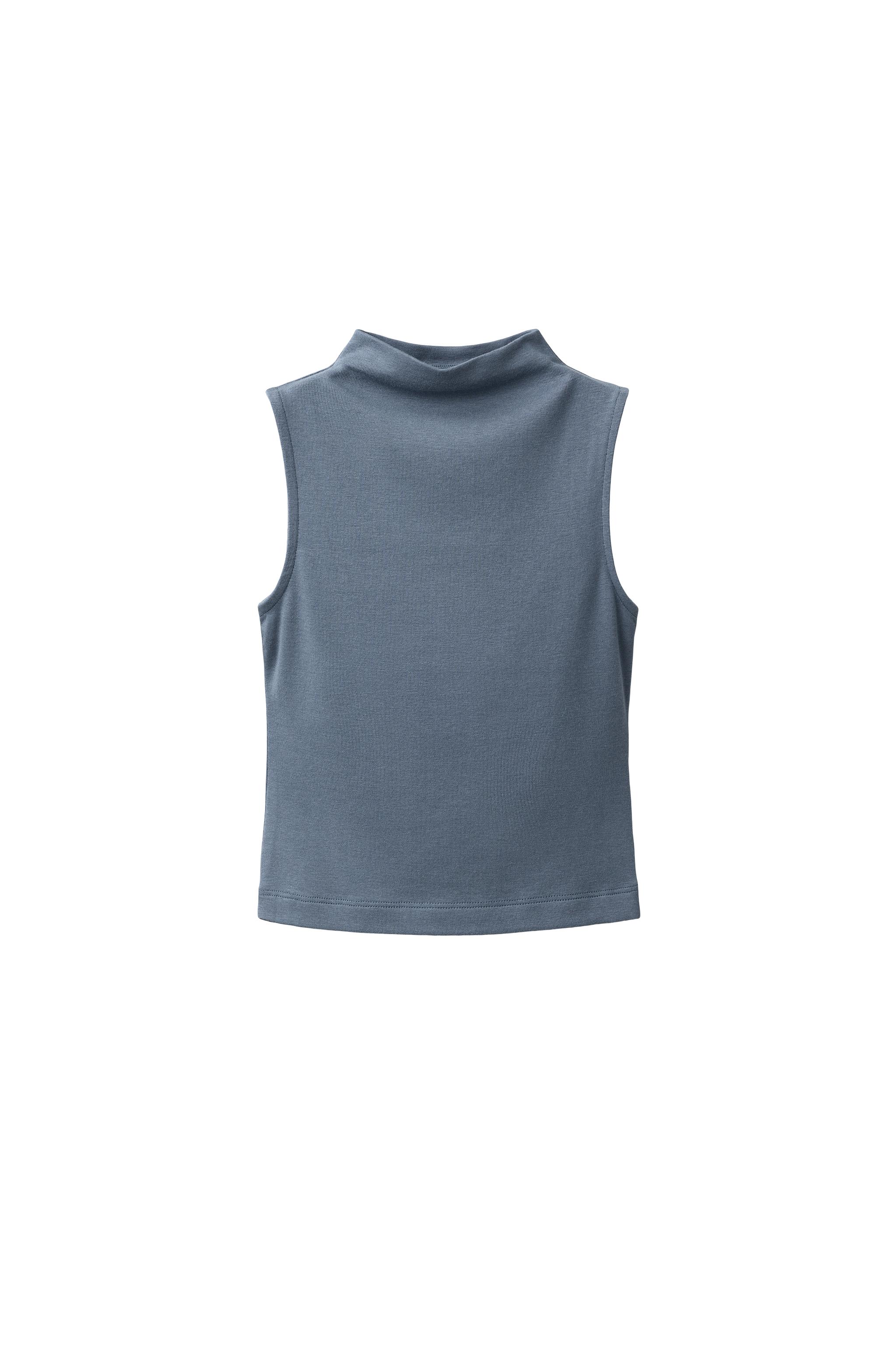COTTON-MODAL SLEEVELESS TOP - Blue | ZARA Turkey