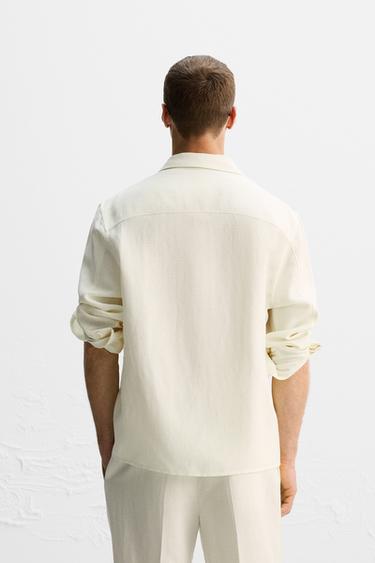 HERRINGBONE LINEN/WOOL OVERSHIRT - LIMITED EDITION - Oyster-white by Zara - Image 2
