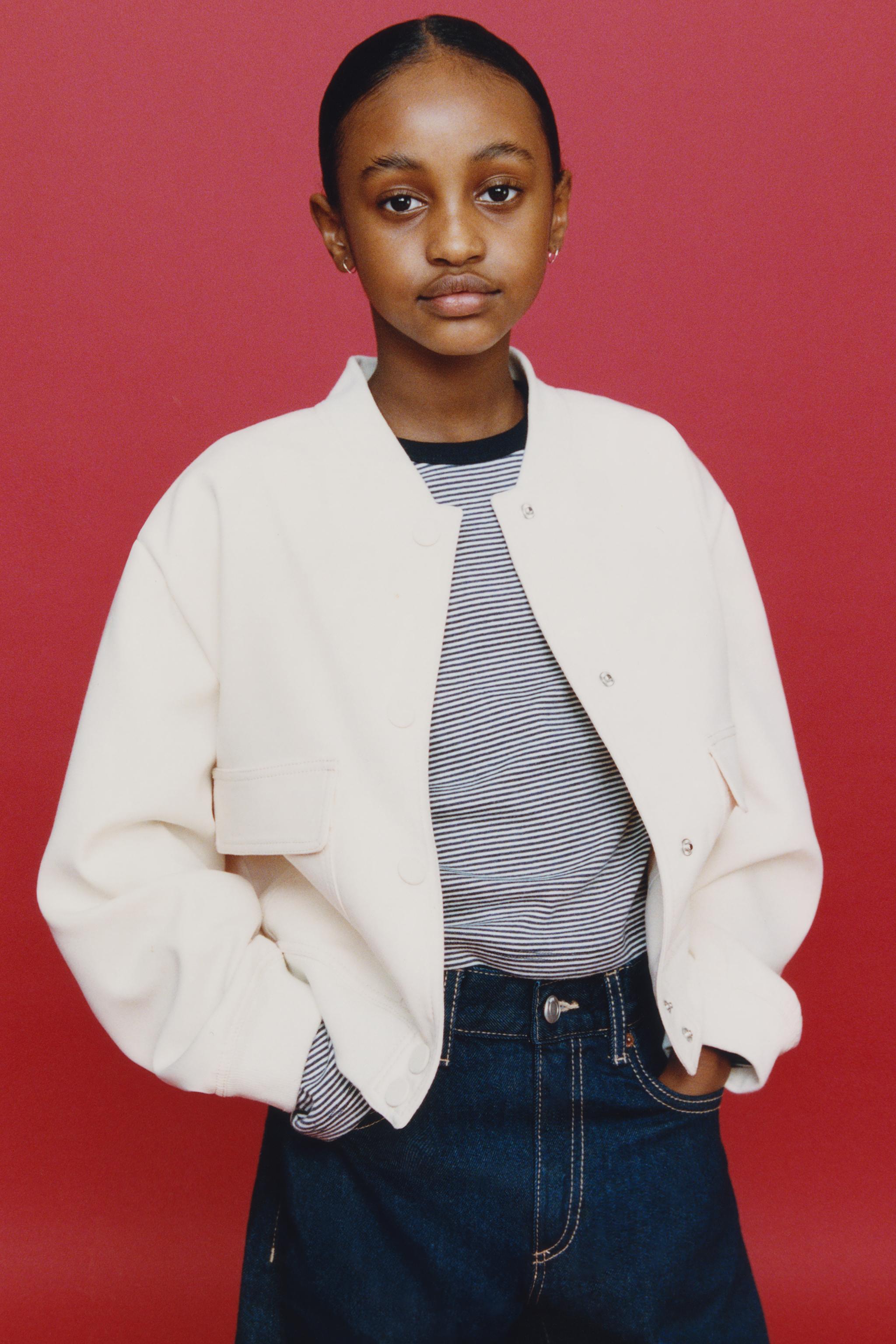SHOULDER PAD CROPPED BOMBER JACKET - Ecru | ZARA United States
